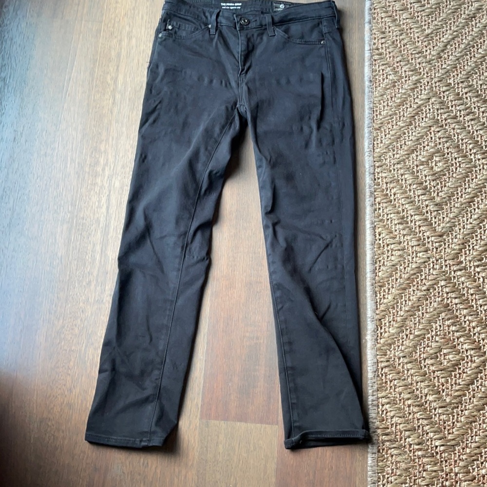AG black prima crop, mid rise cigarette crop 24